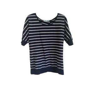 Maurice's blue and white light knit‎ short sleeve sweater
